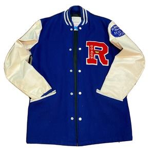 Vtg DeLong St Bernard Parish 1976 Letterman Varsity Jacket Leather Wool Mens Sm